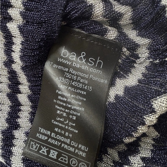 Ba&sh Zaig Crewneck Sweater Sz M Marine Blue Metallic Stripped - Picture 9 of 9